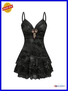 Y2k Gothic Boho Beaded Ruffle Lace Paisley Tiered Mini Summer Dress